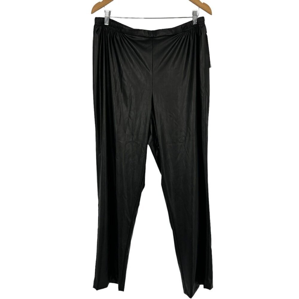 NWT Caroline Rose Skinny Pants Plus Size 2X Black Faux Leather Pull On Casual